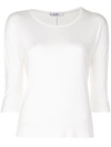 Max Mara Crice Jersey Three-quarter Sleeve Top In White