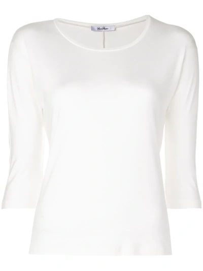 Max Mara Crice Jersey Three-quarter Sleeve Top In White