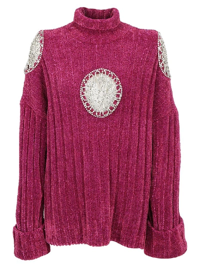 Area Embellished Sweater In Plum