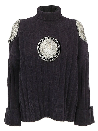 Area Embellished Sweater In Black