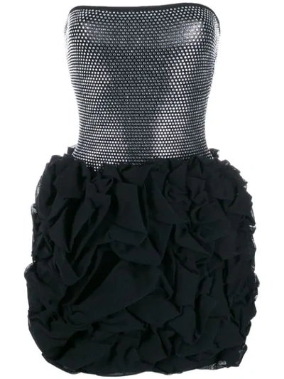 Balmain Paris Crystal-embellished Ruffle Dress In Black