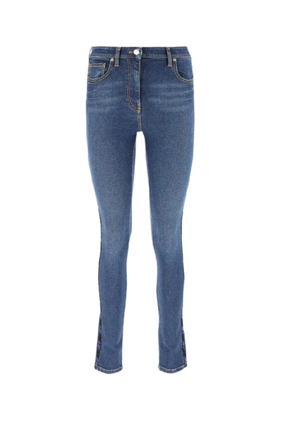 Kenzo Tiger Patch Skinny Jeans In Blue