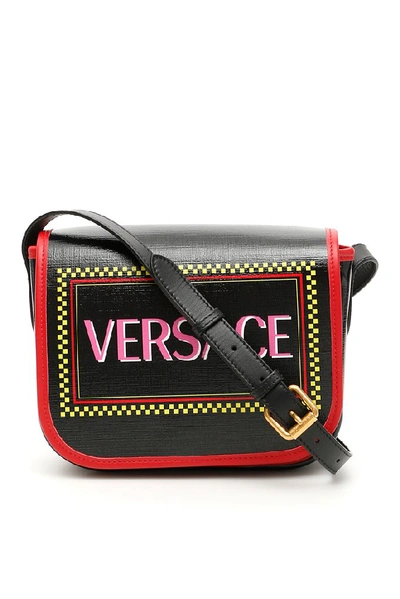 Versace 90s Vintage Logo Crossbody Bag In Dnmot Nero Mult Oro