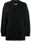 Mm6 Maison Margiela Tie-waist Layered Sweatshirt In Black