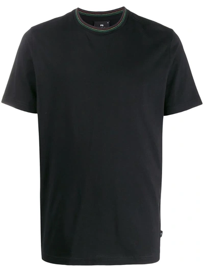 Ps By Paul Smith Ps Sport Stripe Collar T-shirt In Black