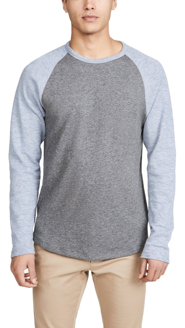 Vince Long Sleeve Raglan Baseball Tee In Blue/grey ModeSens
