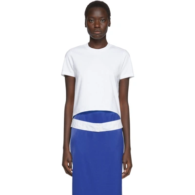 Helmut Lang Grosgrain-trimmed Cotton-jersey T-shirt In White