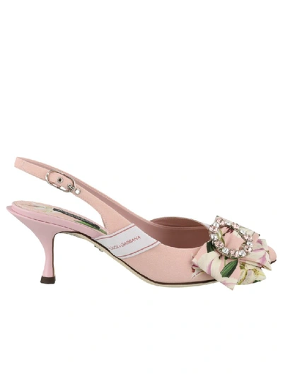 Dolce & Gabbana Sling Back With Lilium Detail In Light Pink