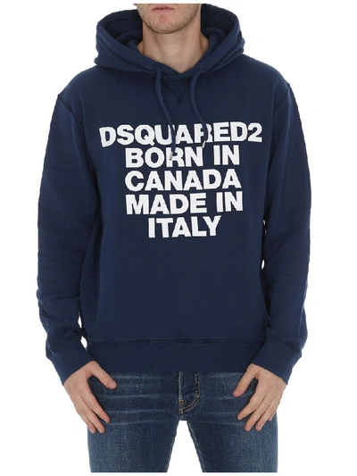 Dsquared2 Logo Hoodie In Blue