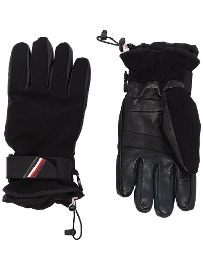 Moncler Logo-embroidered Ski Gloves In Black