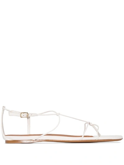 Zimmermann Strappy Flat Leather Sandals In White