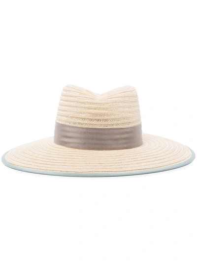 D'estree Cindy Grosgrain-trimmed Straw Hat In Neutrals