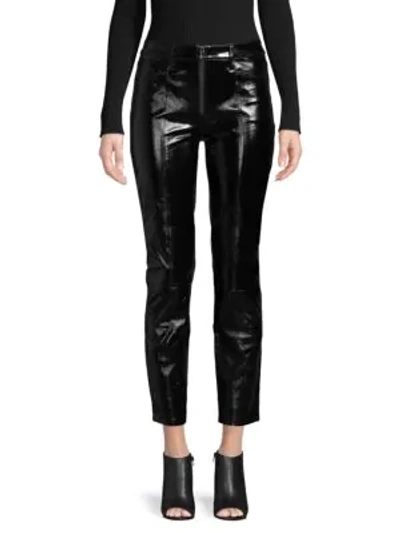 Frame Cropped Leather Pants In Noir