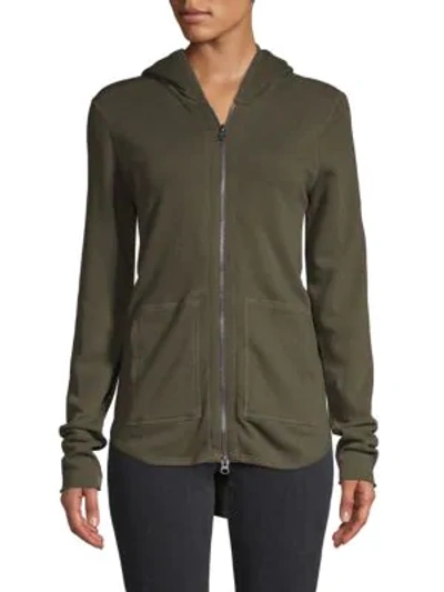 Atm Anthony Thomas Melillo Hooded High-low Cotton Jacket In Green