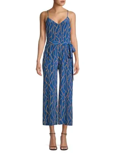 L Agence Jaelyn Chain Print Jumpsuit In Royal Blue