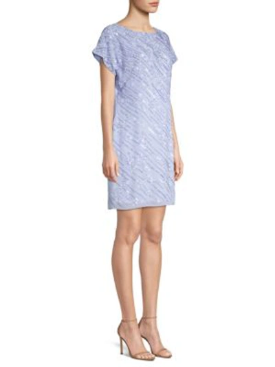 Aidan Mattox Cap Sleeve Embellished Shift Dress In Ice Perry