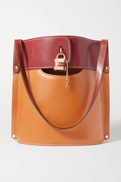 Chloé Aby Large Leather Bucket Bag In Brown