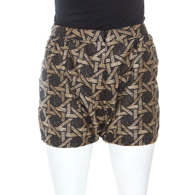 Pre-owned Dsquared2 Bicolor Wicker Woven Frayed Trim Detail Shorts M In Black