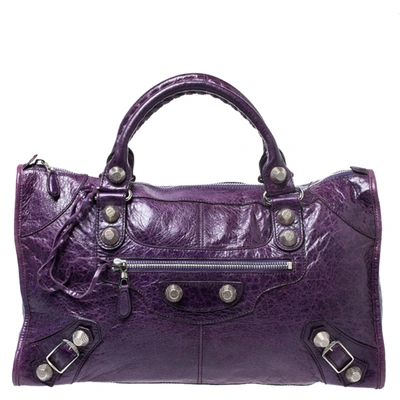 Pre-owned Balenciaga Violet Leather Giant 21 Work Tote In Purple