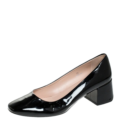 Pre-owned Tod's Black Patent Leather Block Heel Pumps Size 39
