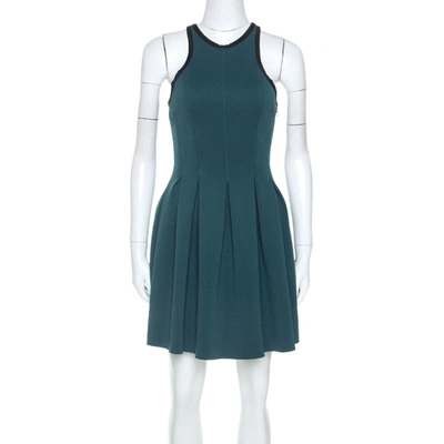 Pre-owned Alexander Wang T Green Stretch Knit Neoprene Pleated Dress Xs