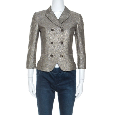 Pre-owned Diane Von Furstenberg Metallic Wool Little M Tweed Blazer Xs