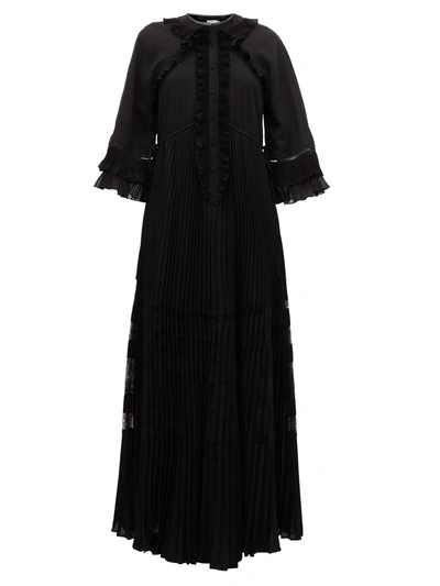 Self-portrait Ruffle-trimmed Chiffon Maxi Dress In Black