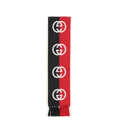 Gucci Kids' Children's Interlocking G Wool Scarf In Red