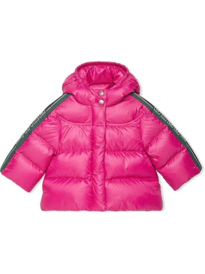 Gucci Babies' Logo Stripe Padded Coat In Pink