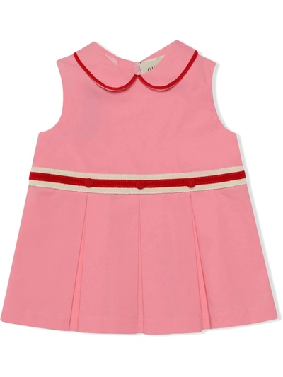 Gucci Baby Cotton Pleated Dress In Rosa