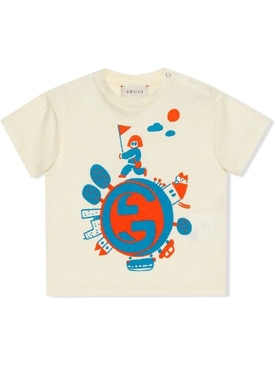 Gucci Babies' Cotton T-shirt With Indi Print In White