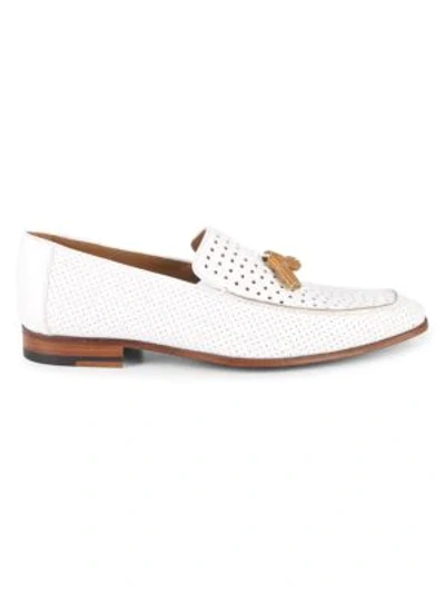 Mezlan Lobo Perforated Loafers In White
