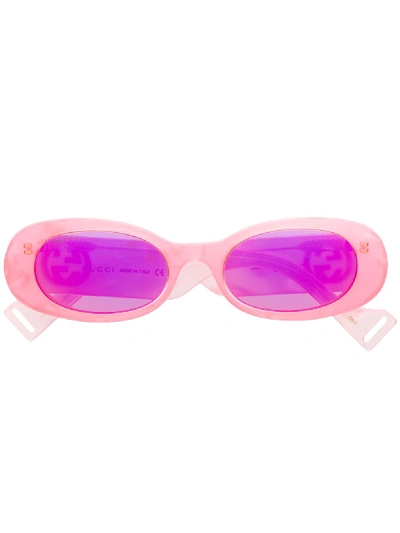 Gucci Curved Sunglasses In Pink
