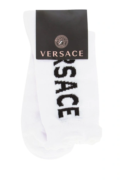 Versace Logo Intarsia Socks In White