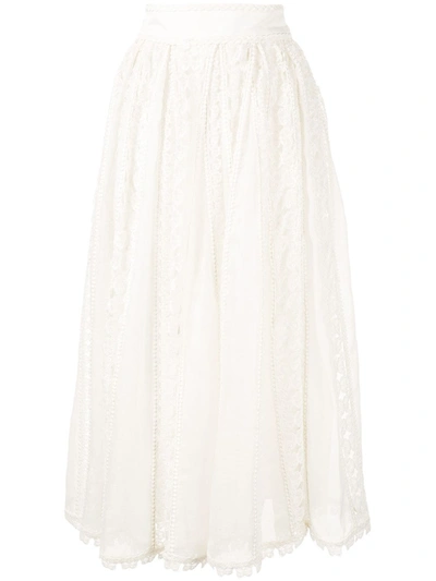 Zimmermann Super Eight Butterfly-lace Midi Skirt In White