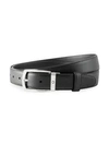 Montblanc Men's Trapeze Textured Cowhide Leather Belt In Black