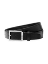 Montblanc Westside Rectangular Shiny Stainless Steel Pin Buckle Leather Belt In Black
