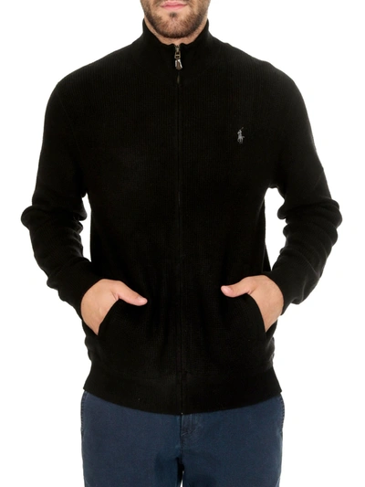 Polo Ralph Lauren Black Cardigan With Logo On The Chest