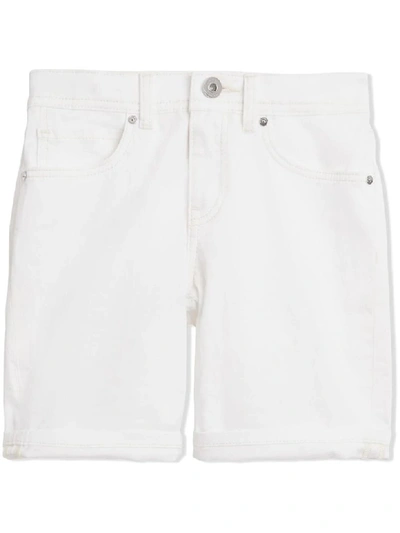 Burberry Kids' White Cotton Stretch Denim Shorts In Bianco