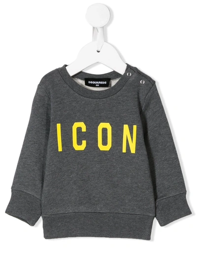 Dsquared2 Grey Babyboy Sweatshirt With Yellow Iccon Writing In Grigio