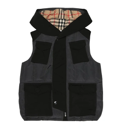 Burberry Kids' Gray And Black Vest In Charcoal