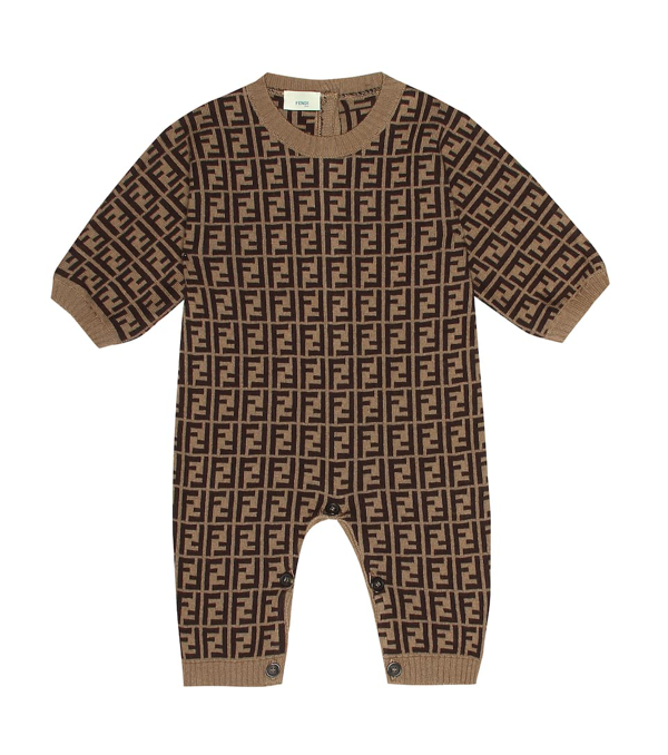 Fendi Babies' Cotton And Cashmere Onesie In Brown | ModeSens