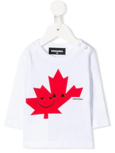 Dsquared2 Babies' Maple Leaf Print T-shirt In White