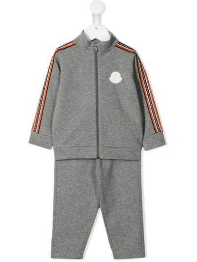 Moncler Babies' Grey Sport Tracksuit In Grigio/rosso