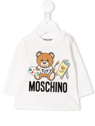 Moschino Babies' Painting Toy T-shirt In White