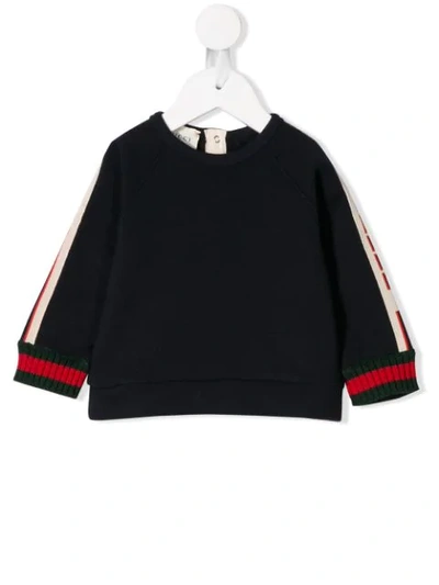Gucci Babies' Sweatshirt With Side Bands In Blu/verde/rosso