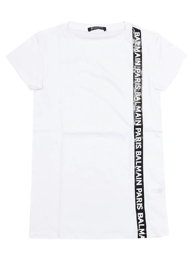Balmain Kids' Printed Short Sleeves T-shirt In White