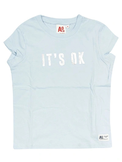 Ao76 Kids' Its Ok Print T-shirt In Blue