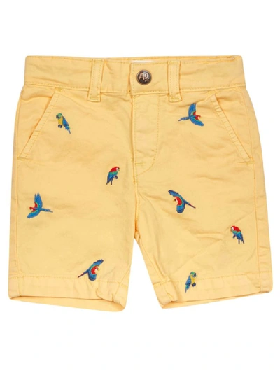 Ao76 Kids' Embroidered Bird Shorts In Orange