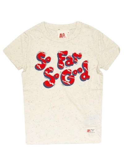Ao76 Kids' Printed Short Sleeve T-shirt In Natural